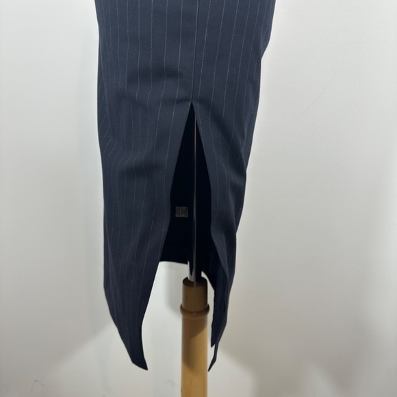 Ramy Brook Magnolia Embelished Midi Dress in Navy Pinstripe Size P $895 - Picture 9 of 14
